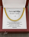 Collar Cuban Style® Dorado para mi Hijo (con carta dedicada y Caja con Luz)