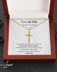 Collar Cruz® - Para mi Hijo (con nota dedicada y caja de madera con luz)