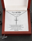 Collar Cruz® - Para mi Hijo (con nota dedicada y caja de madera con luz)