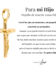 Collar Cruz® - Para mi Hijo (con nota dedicada y caja de madera con luz)
