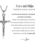 Collar Cruz® - Para mi Hijo (con nota dedicada y caja de madera con luz)