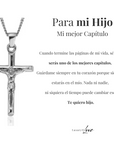Collar Cruz® - Para mi Hijo (con nota dedicada y caja de madera con luz)