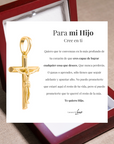 Collar Cruz® - Para mi Hijo (con nota dedicada y caja de madera con luz)