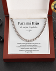 Collar Cuban Style® Plateado para mi Hijo (con carta dedicada y Caja con Luz)
