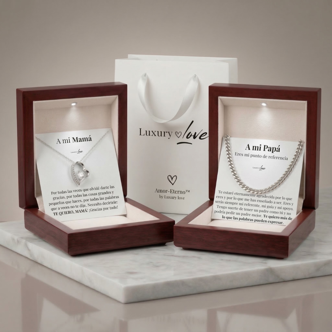 REGALO PARA MI MAMÁ Y PAPÁ (collar Amor Eterno con nota dedicada)