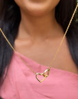 Collar Doble Corazón - Con caja de regalo con osito de rosa real