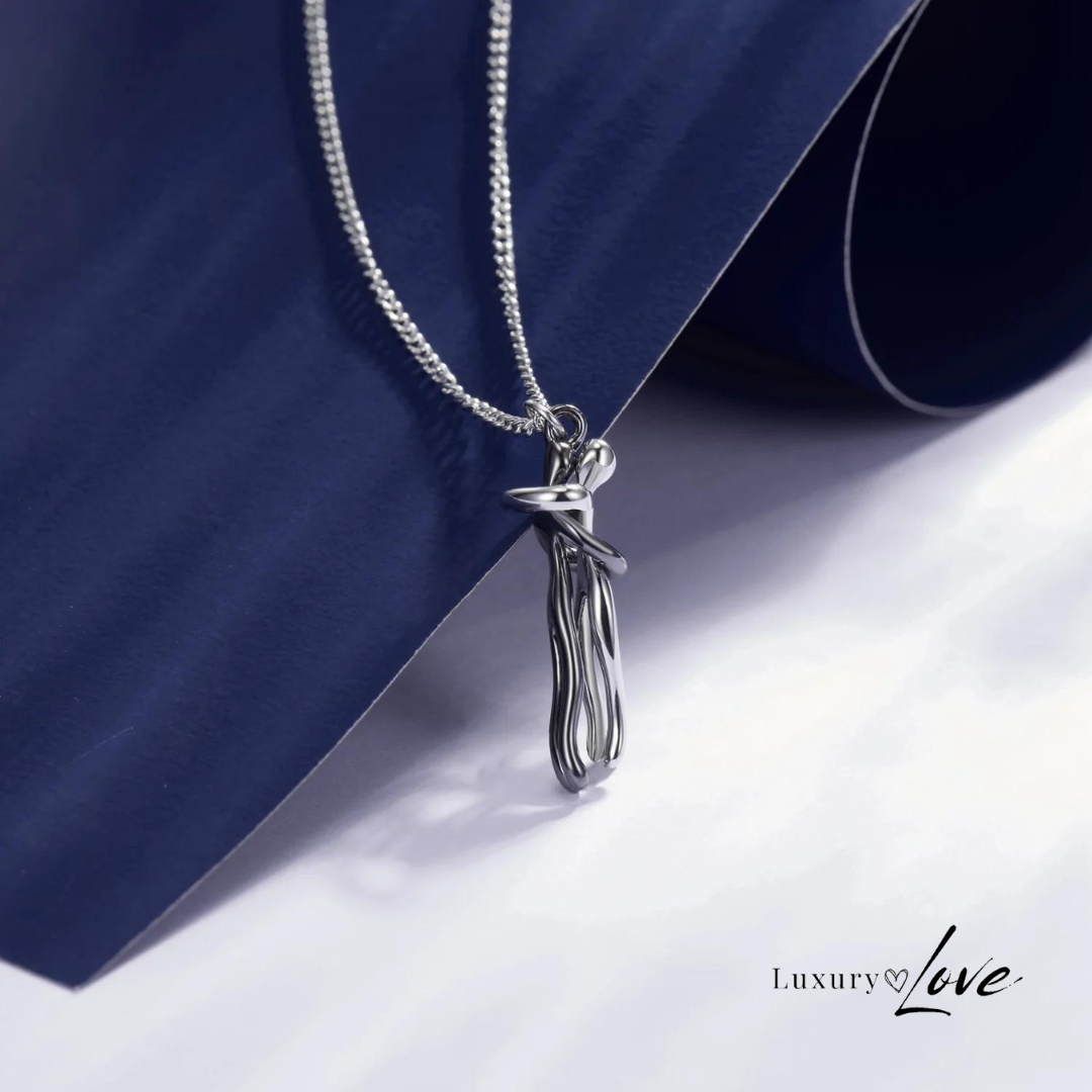 Collar Con Colgante De Abrazo Familiar - Plata De Ley 925, Cadena Ajustable